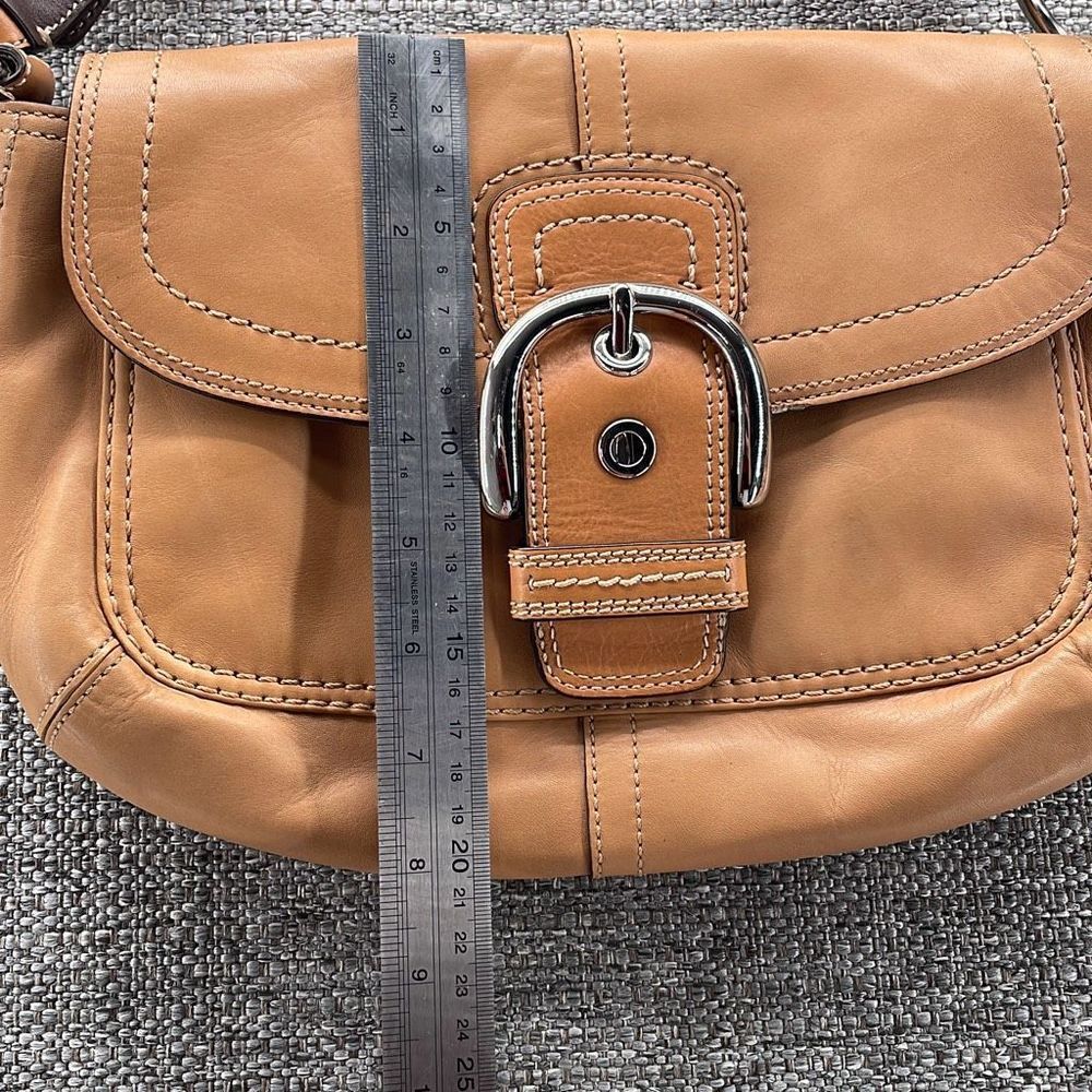 Coach Shoulder Bag Small Bamboo Tan Soho Flap Bag Leather Hobo W COA - Picture 6 of 13